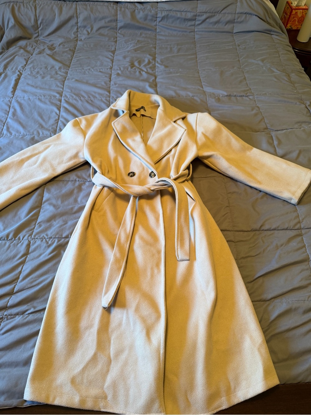 Boohoo Cream Belted Trench Coat